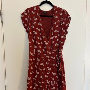 Loft Rust Red Romper Wrap Dress Size 10